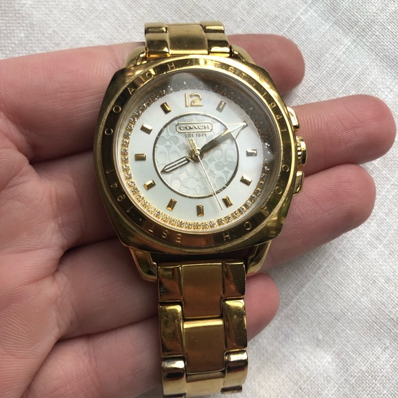 Gold and diamond accent coach watch - Picture 2 of 7